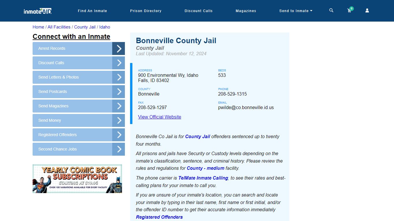 Bonneville County Jail - Inmate Locator