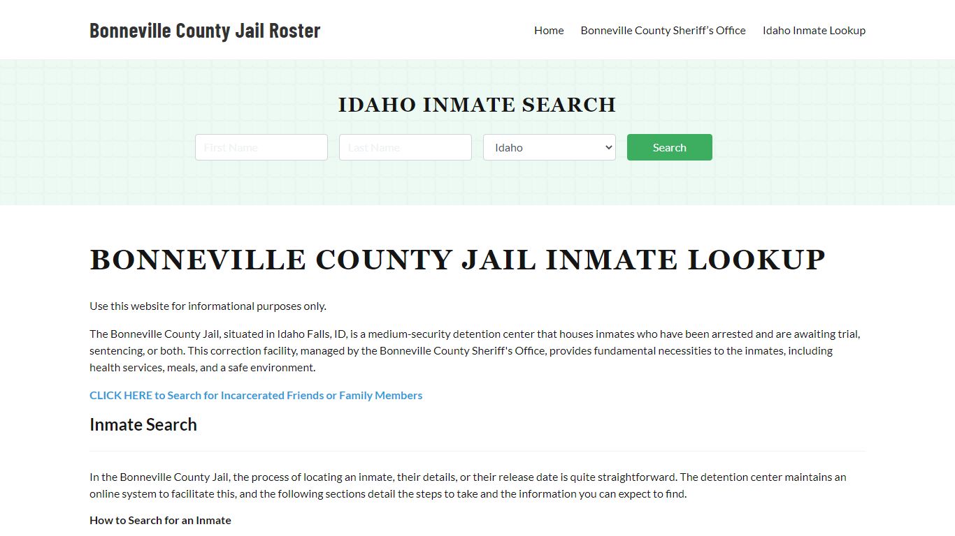 Bonneville County Jail Roster Lookup, ID, Inmate Search